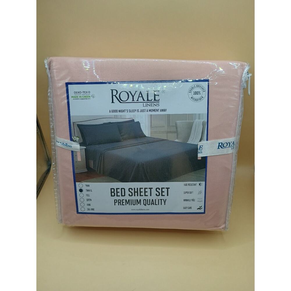 Royal Linens 100% Double Brushed Microfiber Bed Sheet Set Pink Twin XL